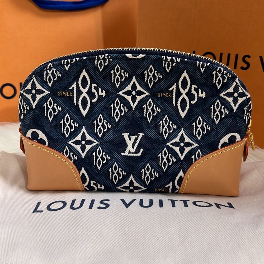 Louis Vuitton Cosmetic Pouch Limited Edition Since 1854 Monogram Jacquard Blue